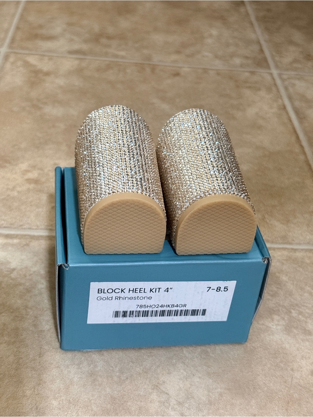 Size 7-8.5 - Gold Rhinestone 4 inch Blocks Pashion Footwear